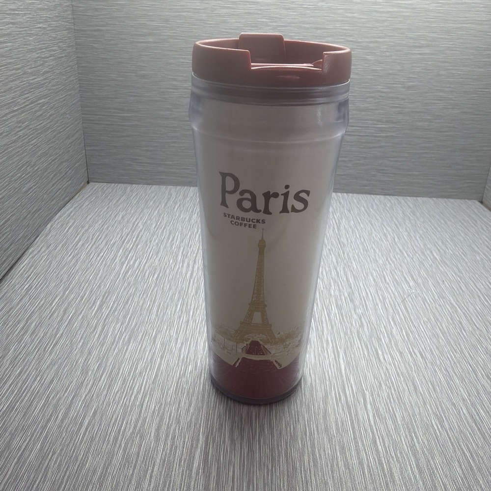 Starbucks Paris France Travel Tumbler Coffee Cup Red White Reusable Mug